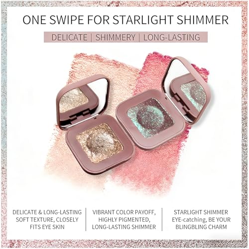 Duochrome Glitter Eyeshadow, Ultra-Fine Color Shifting Metallic Shimmer, High Pigment Holographic Single Eye Makeup, Long Lasting & Buildable Eye Shadow (2# Plum Mauve)