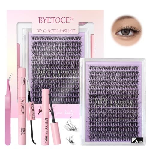 Lash Extension Kit 320Pcs Natural Wispy Eyelash Clusters 9-16MM 30D Fluffy Lashes Clusters Individual Fake Eyelashes Clusters Kit with Lash Bond and Seal, Lashes Extension DIY at Home