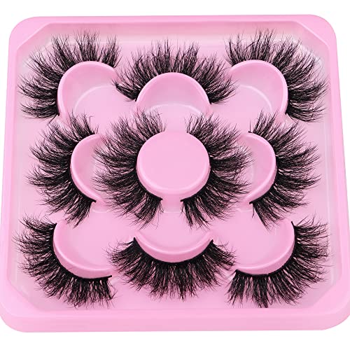 Focipeysa 3D Mink Lashes Fluffy False Eyelashes Dramatic Lashes Mink Strip Lashes Round Shaped and Fluttery Fake Eyelashes 18mm Length Reusable Lash