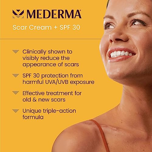Mederma Scar Cream Plus SPF 30 Sunscreen, 0.7oz and Silicone Scar Sheets, Improves Old and New Scars, 4 Count