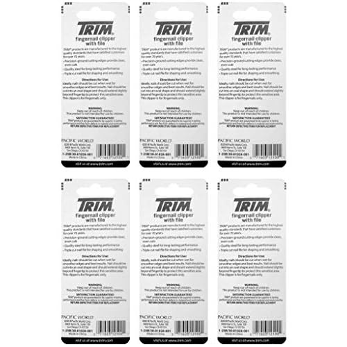 Trim Nailcare Fingernail Steel Clipper with File, Item Number 12500 (Pack of 6)