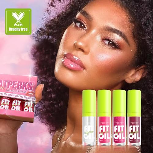 4 Colors Lip Oil Lip Glaze, Hydrating Lip Glow Oil Big Brush Head Shiny Moisturizing Lip Gloss, Long Lasting Non-sticky Fresh Transparent Tinted Plumping Lip Oil- Set A