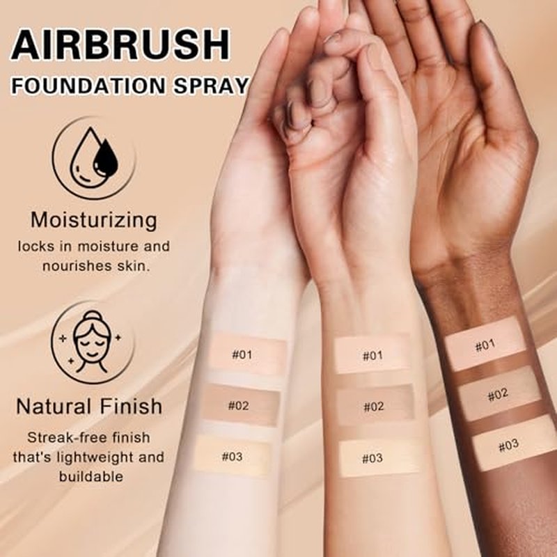 Magic Minerals Airbrush Foundation Makeup Spray Silk Flawless Foundation Mist Makeup Full Coverage Foundation Breathable Long Lasting Natural Matte Finish for Mature Skin(Natural)