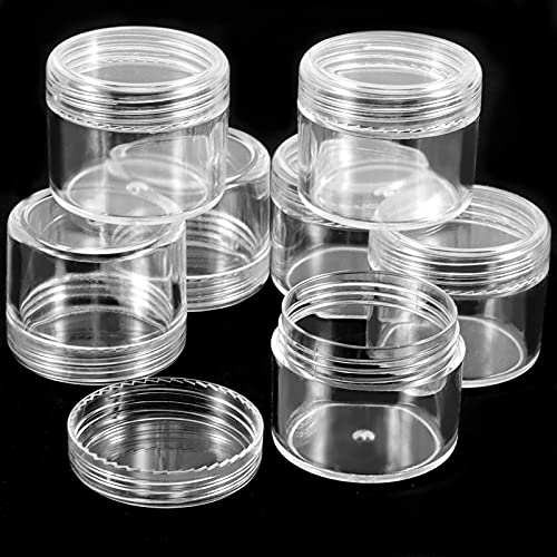 HOIGON 96 Pieces 20g 20ml Clear Plastic Sample Containers, Leak-Proof Round Plastic Cosmetic Containers with Lids, Clear Plastic Pot Jars for Creams, Lotions, Makeup, Colored Acrylics