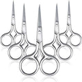 5 Pieces Small Straight Tip Nose Hair Scissor for Grooming, Stainless Steel Multi-Purpose Beauty Grooming Scissors for Facial Hair Removal and Mustache Beard Eyebrows Ear Nose Trimming(Silver)