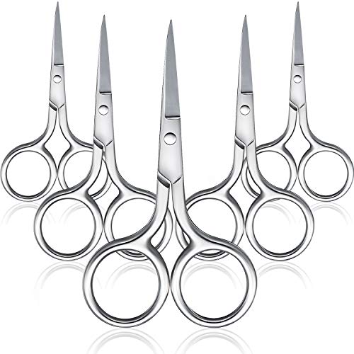 5 Pieces Small Straight Tip Nose Hair Scissor for Grooming, Stainless Steel Multi-Purpose Beauty Grooming Scissors for Facial Hair Removal and Mustache Beard Eyebrows Ear Nose Trimming(Silver)