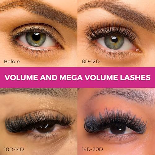 Eyesy Lash 500 Promade Fans - Volume Premade Lash Fans for Eyelash Extensions Pointy Base Handmade Loose Pre Made Eyelashes Middle Stem Soft and Lightweight (10D 0.07 C 12mm)