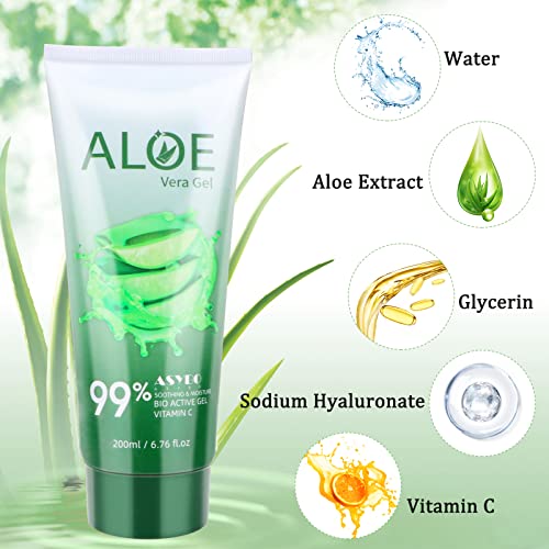 200x2 ML Aloe Vera Gel ? 99% Organic Pure Aloe Vera Hydrating Face & Body Moisturizer, Natural Aloe Cream for Dry Skin, Sunburn, Acne, Soothing & Moisturizing
