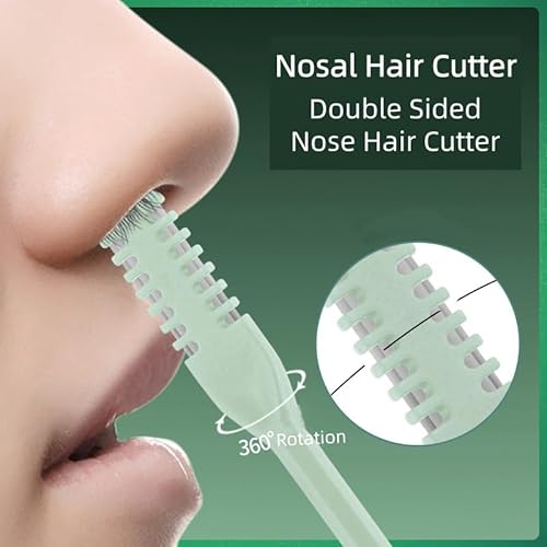 2-in-1 Nosal Hair Cutter, Double Sided Nose Hair Cutter, Manual 360¡Æ Rotating with Safety Blades & Soft Cleaning Brush, Nose Hair Trimmer for Men & Women (Mixed)