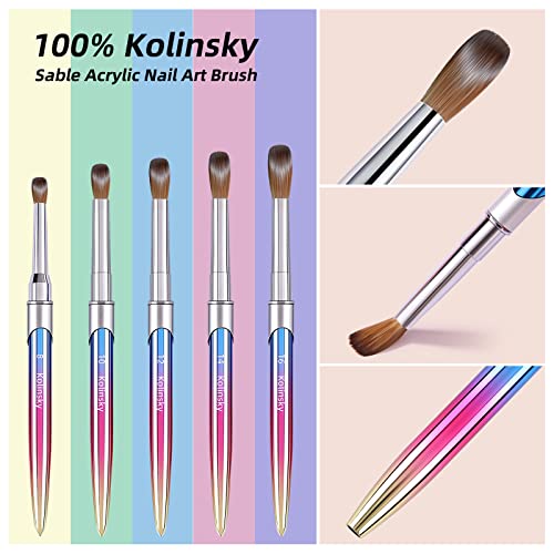 100% Kolinsky Acrylic Nail Brush Size18,Pure Handmade Round Shape (Size 8/10/12/14/16/18) Nail Brushes for Acrylic Application Professional Nail Art Brush Manicure for Women (#18)