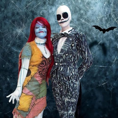 Go Ho Halloween Makeup Kit for Jack Cosplay Costume - Complete 8-Piece Professional Skeleton Makeup with Bald Cap,Pro-Aide Adhesive,White Body Paint,Black Lipstick,Black Eyeliner & Applicators