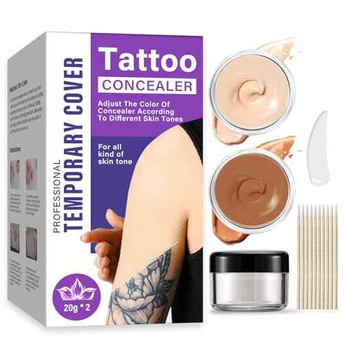 Tattoo Cover Up Makeup, Waterproof & Sweatproof Tattoo Concealer, Long-Lasting for Tattoos, Scars, Spots, Vitiligo, 2 Colors