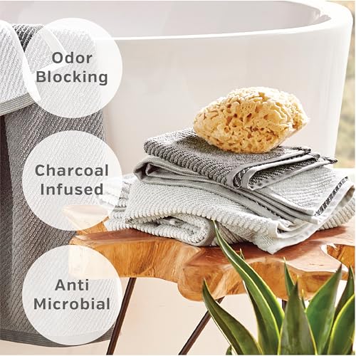 Wellbe 6-Piece Washcloth Set, Quick Dry, Absorbent, Soft, 13¡± x 13¡±, Grey