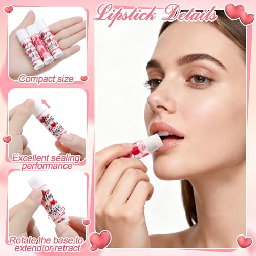 Demissle 24 Sets Bulk Hand Cream & Lip Balm Party Favors for Women ? Red Heart Candy Moisturizing Hand Lotion Set, Easter Basket Stuffers, Teacher & Coworker Appreciation Goodie Bags