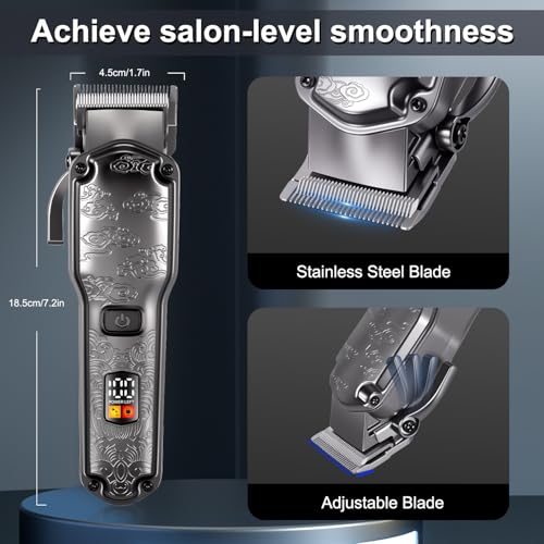 Hatteker Professional Hair Clippers for Men Beard Trimmer Clippers Set Waterproof T-Blade Trimmer Cordless Grooming Kit Nose Body Hair Barber Clippers Hair Cutting Kit