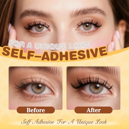 QUEWEL Self Adhesive Eyelashes, Pre Glued Eyelashes Clusters 100Pcs Manga Lashes No Glue Needed,D Curl Pre Glued Lashes With Tweezers for Cute Makeup ooks, Easy And Quick To Wear(ZZBP05)