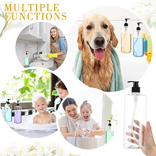 meekoo 10 Pcs Empty Shampoo Bottles with Pumps 32 oz / 1 Liter Bulk Refillable Plastic Dispenser Shampoo and Conditioner Bottles with Black Caps Leakproof for Lotion Massage Oil Body Wash