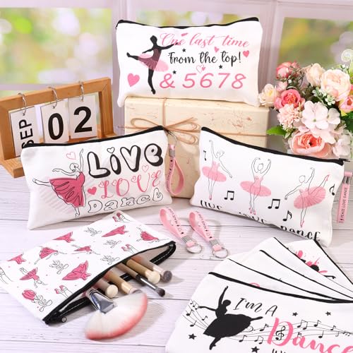 40 Pcs Ballet Dancer Makeup Bag&Keychain Ballerina Makeup Bags Elegant Ballet Cosmetic Travel Organizer Toiletry Bags Inspirational Gift for Dancers Learner lover Thank You Gift for Teacher