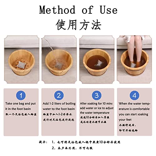 30 Bags Herb Foot Spa Soak, Chinese Herbal Foot Bath Packets for Foot Reflexology Boost Immunity Strengthen Lung Power, 12 Kinds of Herbs, 31 OZ 900g