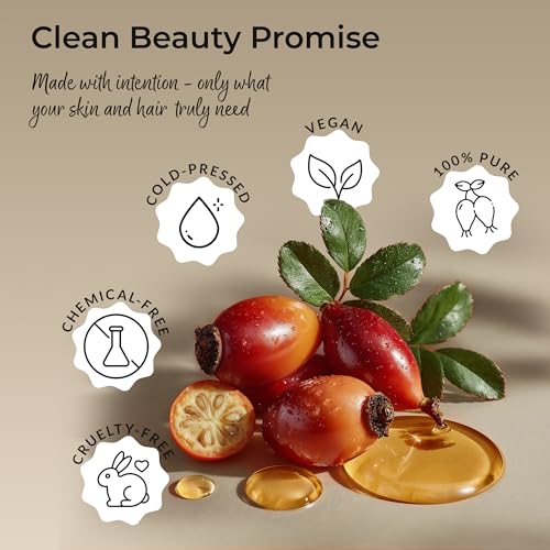 Organic Rosehip Seed Oil | 100% Pure, Cold-Pressed, Unrefined | USDA Certified Organic | Amber Glass Bottle with Glass Dropper | For Face, Skin & Hair - 1 Fl Oz