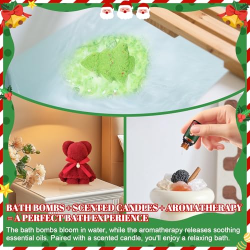 JAOJAO Bath and Body Set, Gifts for Women Include Scented Candle, Body Lotion, Bath Bomb, Towel Bear, Deer Antler Headband, Aromatherapy Oil, Provide a Relaxing Bath for Mom, Girlfriend, Friends