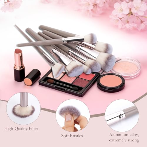 70Pcs Makeup Brushes Set Premium Makeup Kit with Case Premium Synthetic for Foundation Concealer Blush Eyeshadow Powder Contour Makeup Brush Kit Face Eye Make up Brushes & Tools (Brown)