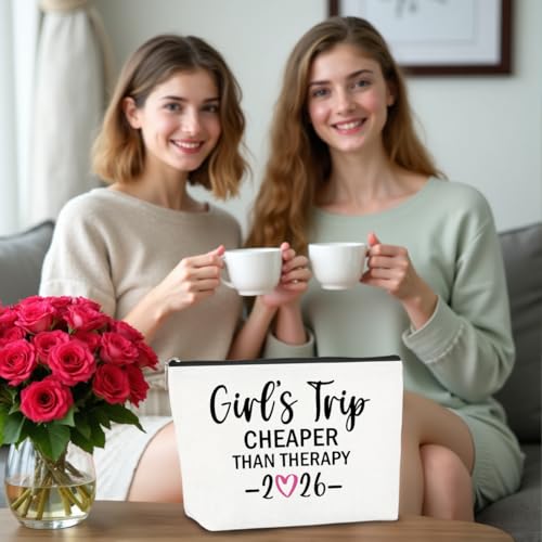 6 PCS Girls Trip Gifts Favors 2025 Girls Weekend Gifts for Women Bestie Gifts Friend Gifts Girls Trip Favors for Her Sister Niece Friendship Holiday Vacation Makeup Bag Weekend Bags for Women