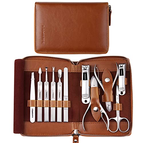 FAMILIFE Manicure Pedicure Kit Professional Nail Clippers Set Men and Women 12 Pieces and Nail Clippers Set 11 in 1 Stainless Steel Pedicure Tools