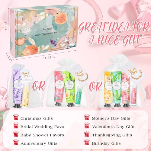 120 Pack Bulk Gifts For Women,Christmas Stocking Stuffers Gifts Set for Coworker,Mini Hand Cream Bulk, Lip Balm Set,Travel Size Hand Lotion,Thank You Gifts for Coworkers