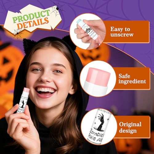 MOVINPE 40 Pack Halloween Lip Balm Party Favors ? Bulk Assorted Flavored Lipsticks with 10 Spooky Designs, Candy Alternative for Trick-or-Treat, Goodie Bags, Classroom & Party Supplies