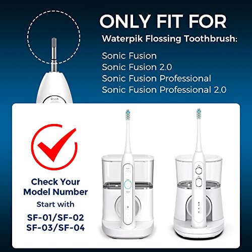 FitMount 3 Pack Toothbrush Replacement Heads Compatible with WaterPik Sonic Fusion 2.0, FitMount Flossing Brush Head Fit for Water-Pic SF-01W SF-02W and 2.0 SF-03 SF-04