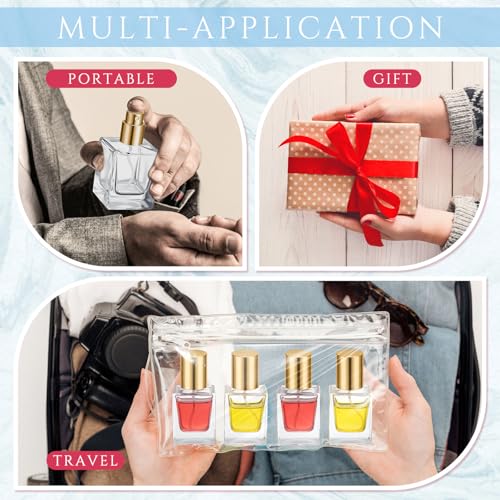 6 Pack 30 ml Empty Glass Perfume Bottles Bulk Refillable Atomizer Cologne Bottles DIY Perfume Making Supplies Vintage Fragrance Packaging Glass (Gold Metal Lid)
