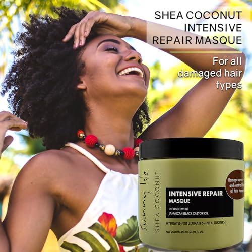 Sunny Isle Shea Coconut Intensive Repair Masque - Deeply Conditions, Repairs, Hydrates, Strengthens - 16oz