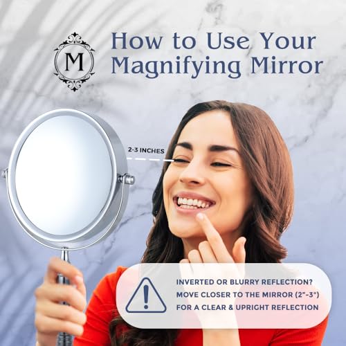 MIRRORVANA Large Double Sided 10X and 1X Magnifying Makeup Mirror with Stand in Gift Box, 15¡± Tall and 8¡± Wide