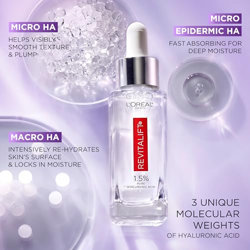 L'Oreal Paris Revitalift 1.5% Pure Hyaluronic Acid Face Serum + Triple Power Anti-Aging Face Moisturizer, 1 kit