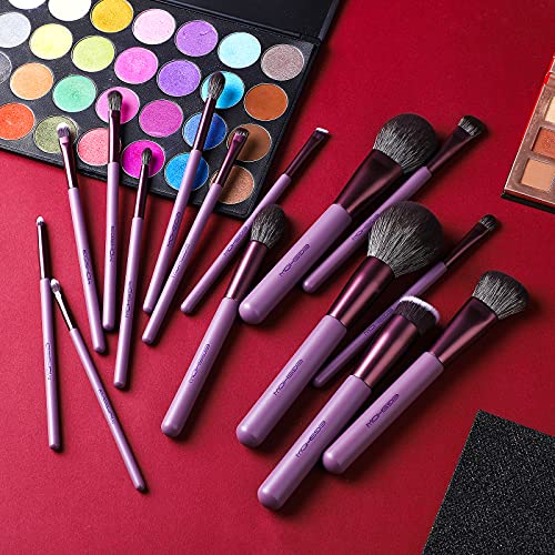 Makeup Brush Set, EIGSHOW Professional Makeup Brushes Kit Foundation Powder Concealers Eye Shadows Makeup 15 Piece for Eye Face Liquid Cream Cosmetics Brushes Kit, Gift for Women, Travel Set(Purple)