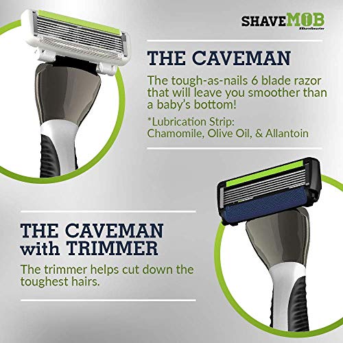 ShaveMOB 6-Blade Men's Razor Kit (Flex Head Handle + 24 Refills) (No Trimmer)- The Caveman Shaving Kit