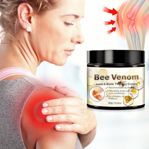Bee Venom Cream, Bee Venom Skin Treatment Cream for Muscle & Joint Comfort with Hyaluronic Acid, 2 x 60g Targeted Balm to Support Flexibility & Ease of Movement