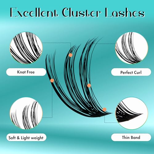 GEMERRY Lash Clusters 280pcs 100D DIY Eyelash Extension D Curl Individual Lash Cluster Natural Eyelash Extension Mixed Tray Reusable Handmade Home Application (100D-0.07D-10-18MIX)