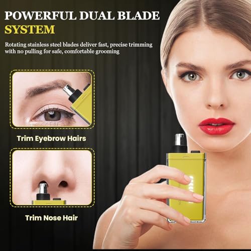 Nose Hair Trimmer for Men Women - Electric Nose Hair Clipper with Replaceable Stainless Steel Blade, Powerful Motor, Wet/Dry Use, Portable USB Rechargeable Design | Yellow