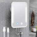 Gospire Heated Shaving Mirror for Shower Fogless with Light, Rechargeable Battery and Adjustable Brightness, Suction Cup and Razor Holder, Removable & NO-Drilling, Waterproof for Bathroom (White)