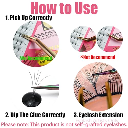 Premade Fans 6D Eyelash Extensions, Pointed Thin Base 8-15mm Mixed Length Professional Volume 6D Lashes for Beauty Salon, Lash Artist Beginner/Tech(6D-0.07-D-Matte Black-120Fans)