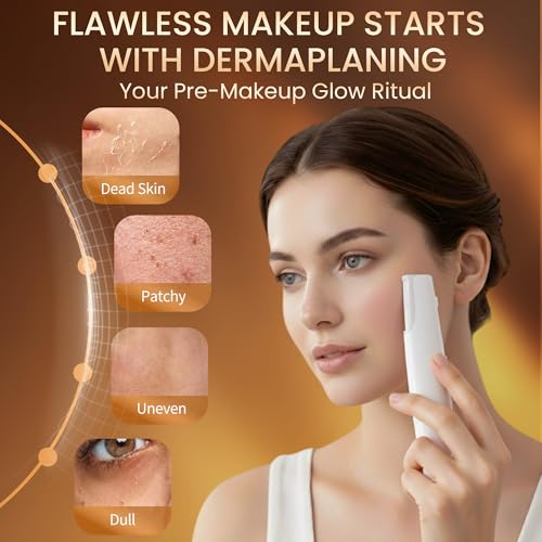 Sonic Smooth Dermaplane Razor for Women Face, Dermaplaning Tool for Face to Remove Facial Hair & Peach Fuzz, Sonic Dermaplaning Tool for Women,Dermaplane Razor(Gold)