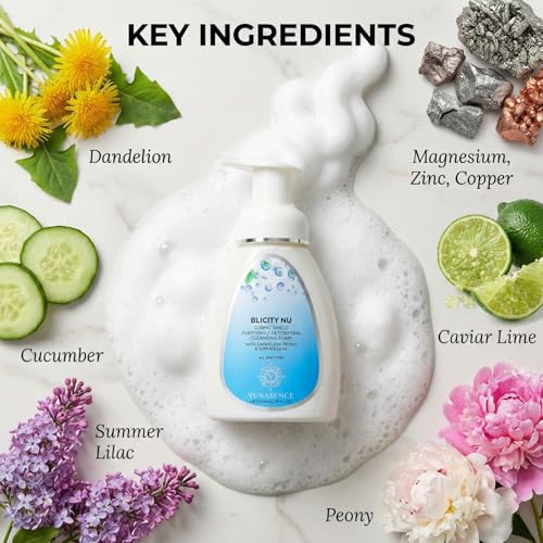 YUNASENCE BLICITY NU Cosmic Shield Purifying Detoxifying Cleansing Foam, 8oz. All skin types. Helps Defend Skin Against City Stress & Pollution.