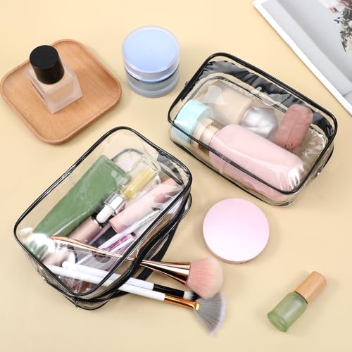 28 Pieces Clear Cosmetic Makeup Bags with Zipper Transparent Cosmetic Bag Clear Makeup Bags Bulk Waterproof Portable Transparent Zippered Organizer Case for Travel Bathroom