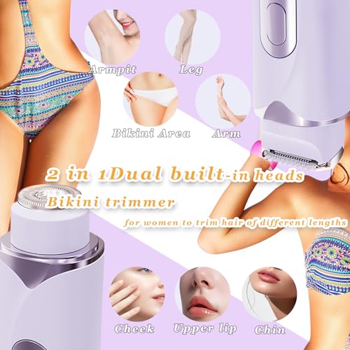 Bikini Trimmer for Women & Body Shaver | Dual Head Electric Razor for Pubic Hair with Multi-Guard Protection | Rechargeable with Display Smooth Trimming for Bikini, Face, Legs, Underarms, Arms