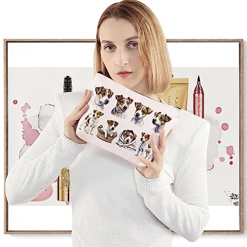 LEVLO Jack Russell Cosmetic Makeup Bag Jack Russell Lover GiftJack Russell Mom Travel Pouch Bag Jack Russell Merch (Jack Russell)