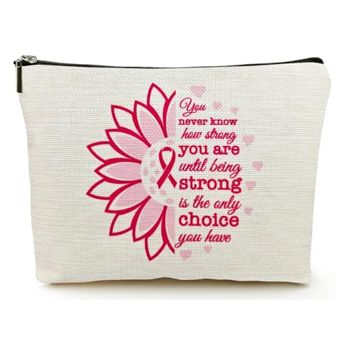 Breast Cancer Survivor Gifts for Women Makeup Bag, Breast Cancer Awareness Accessories, Cancer Care Gifts for Woman Decorations, Cancer Patients Must Have Cosmetic Travel Pouch