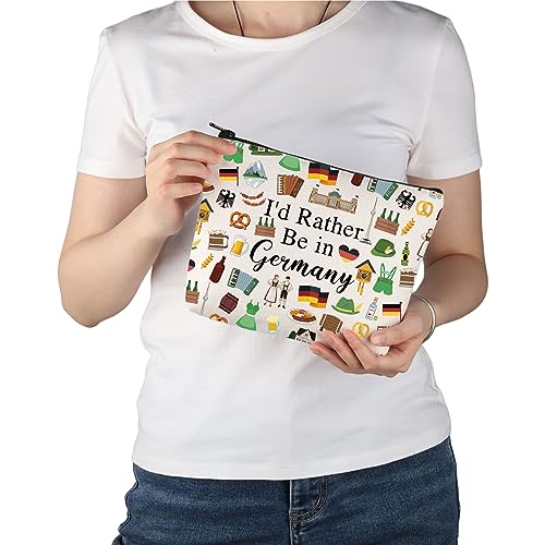 PWHAOO Germany Travel Traveling Gift I'd Rather Be in Germany Makeup Bag Germany Trip Vacation Cosmetic Bag Germany Souvenir Gift (Rather Be in Germany M)