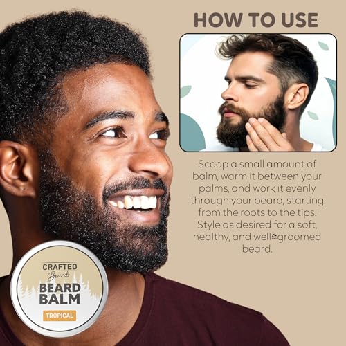 Beard Balm - Tropical Scent - 2oz Tin - Beard Wax - Light Hold - (TR)